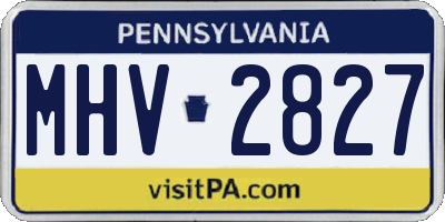 PA license plate MHV2827