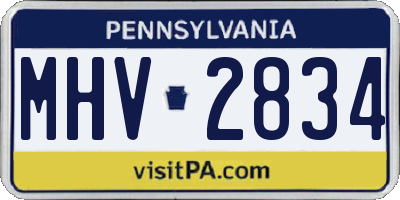 PA license plate MHV2834