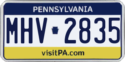 PA license plate MHV2835