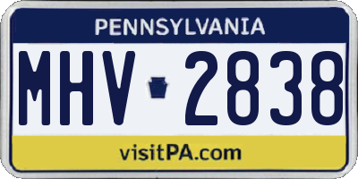 PA license plate MHV2838