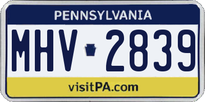 PA license plate MHV2839