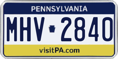 PA license plate MHV2840