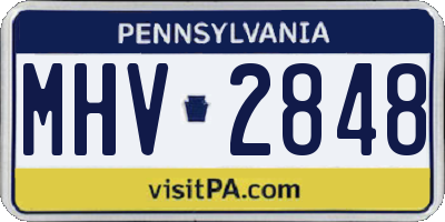 PA license plate MHV2848
