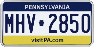 PA license plate MHV2850