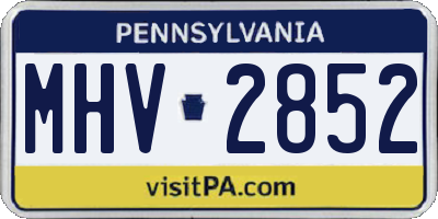 PA license plate MHV2852