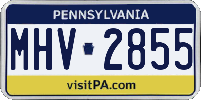 PA license plate MHV2855