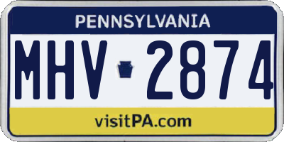 PA license plate MHV2874