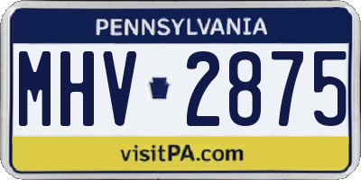 PA license plate MHV2875