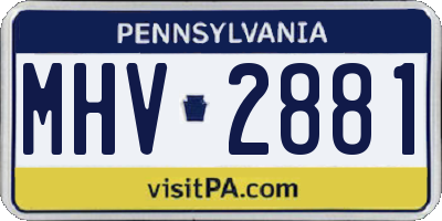 PA license plate MHV2881