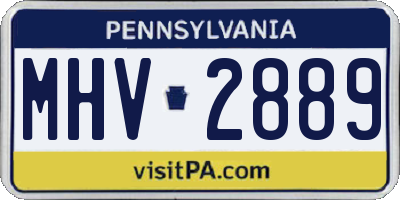 PA license plate MHV2889