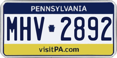 PA license plate MHV2892