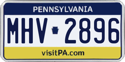 PA license plate MHV2896