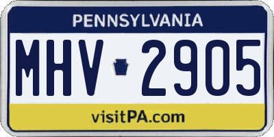 PA license plate MHV2905
