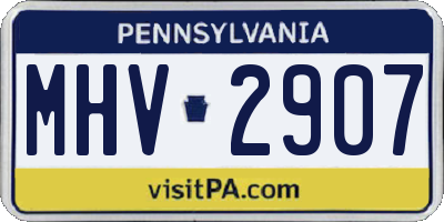 PA license plate MHV2907