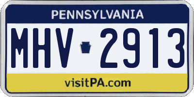 PA license plate MHV2913
