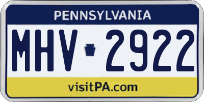 PA license plate MHV2922