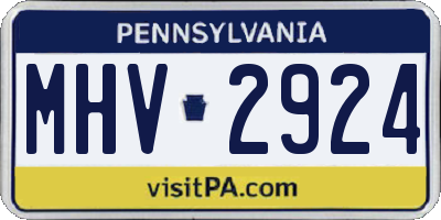 PA license plate MHV2924