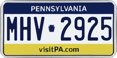 PA license plate MHV2925