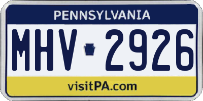 PA license plate MHV2926