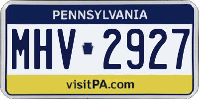 PA license plate MHV2927