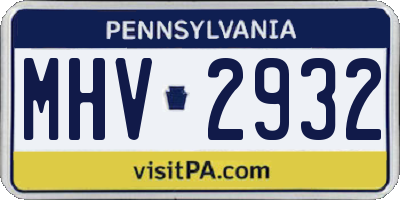 PA license plate MHV2932