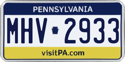 PA license plate MHV2933