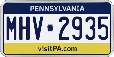 PA license plate MHV2935