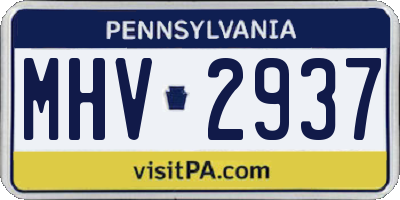 PA license plate MHV2937