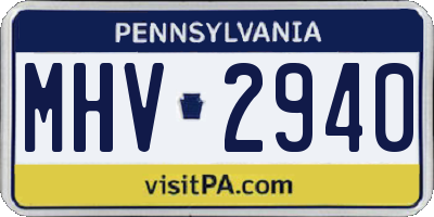 PA license plate MHV2940