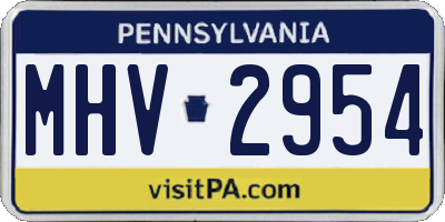 PA license plate MHV2954