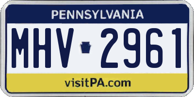 PA license plate MHV2961