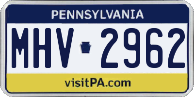 PA license plate MHV2962