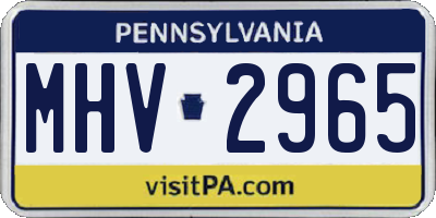 PA license plate MHV2965