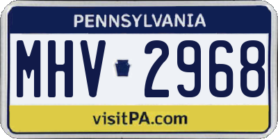 PA license plate MHV2968