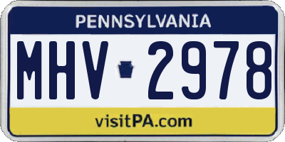 PA license plate MHV2978