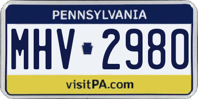 PA license plate MHV2980