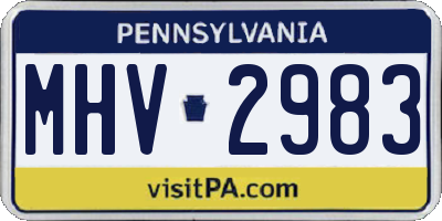 PA license plate MHV2983