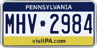 PA license plate MHV2984
