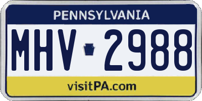 PA license plate MHV2988