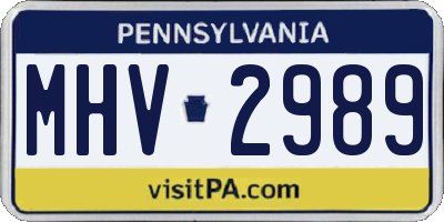 PA license plate MHV2989