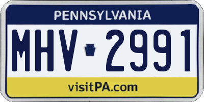 PA license plate MHV2991