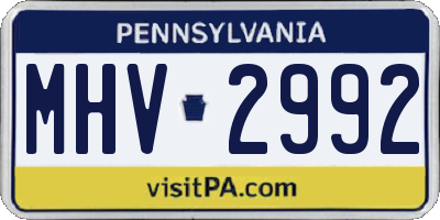 PA license plate MHV2992