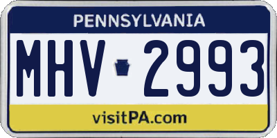 PA license plate MHV2993