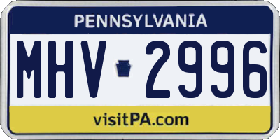 PA license plate MHV2996