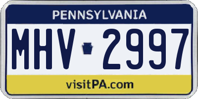 PA license plate MHV2997