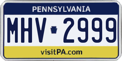 PA license plate MHV2999