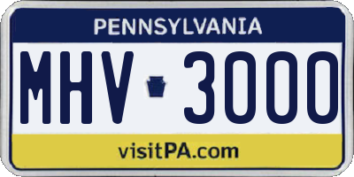 PA license plate MHV3000
