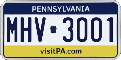PA license plate MHV3001