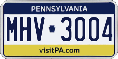 PA license plate MHV3004