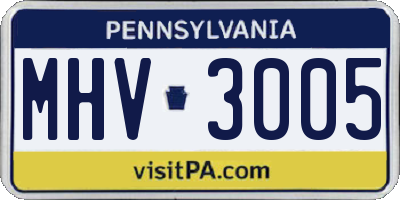 PA license plate MHV3005